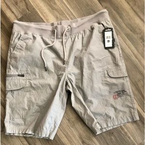 Brand new mens tan elastic waist cargo shorts size 2XL $12
